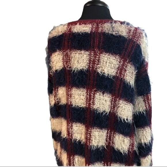 JOA Los Angeles Checked Feather Yarn Cardigan Sz L - Picture 8 of 13